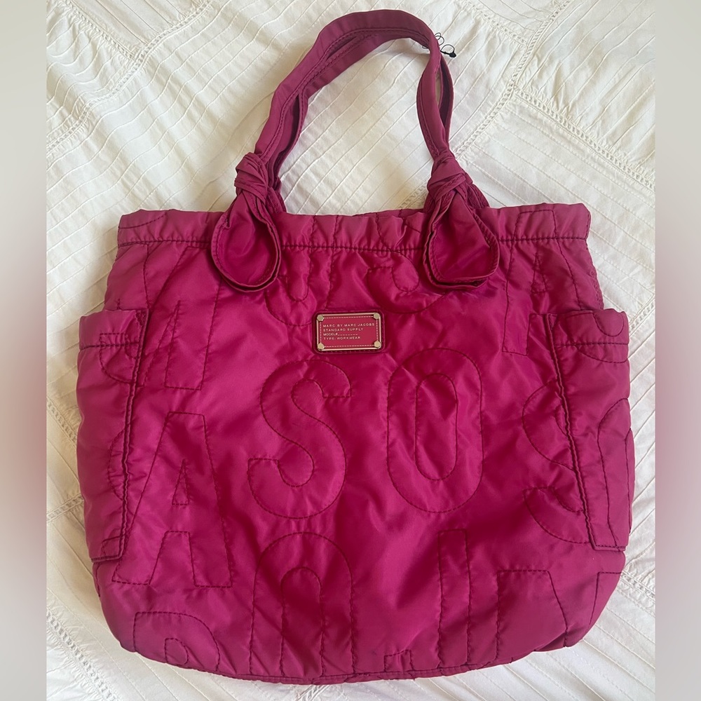 MARC JACOBS Workwear hot pink Quilted Tote Bag wEmbroidered Logo